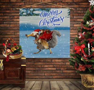 Мобільна картина-постер (гобелен)на тканині з 3D з принтом Різдвяний Скрет 1280838544 фото