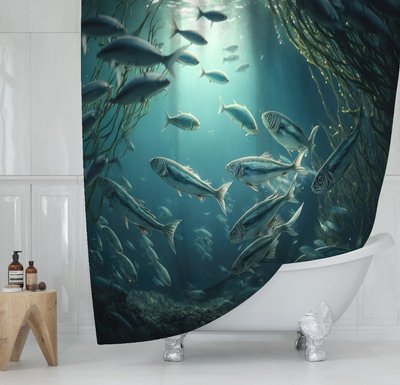 Штора для ванної з 3D принтом екзотичні морськи риби_80 2048871969 фото