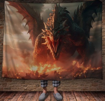 Плед з 3D принтом Реальні великі дракони. Лютий Дракон велетень 2048859994 фото