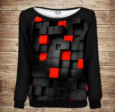 Жіночий світшот - реглан з відкритими плечима з 3D принтом Undegraund red cub 1262863826 фото