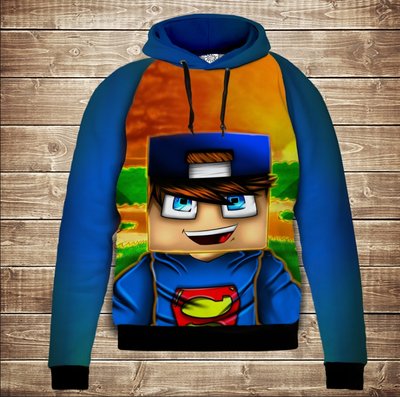 Hoodie with a hood and a 3D Minecraft print / Minecraft Steve