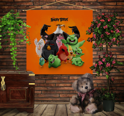 Мобільна картина-постер (гобелен)на тканині з 3D з принтом Angry birds Команда 1280181324 фото