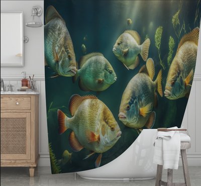 Штора для ванної з 3D принтом загадкові тихоокеанські риби_13 2048871721 фото