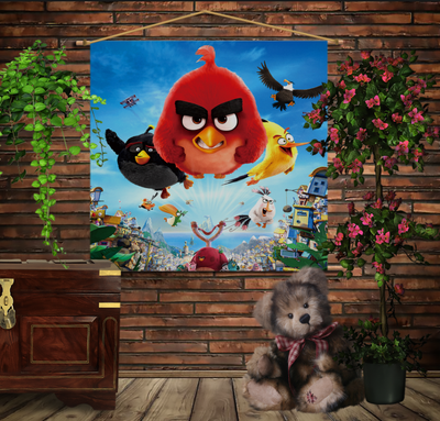 Мобільна картина-постер (гобелен)на тканині з 3D з принтом Angry Birds attack 1280188212 фото