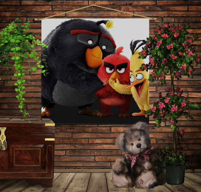 Мобільна картина-постер (гобелен)на тканині з 3D з принтом Angry Birds Friends 1280184718 фото
